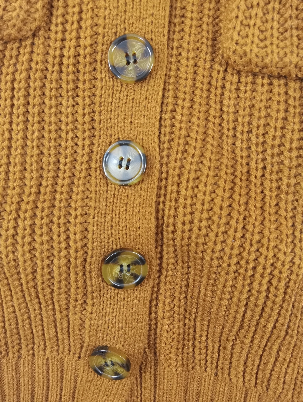 Olive & Oak Womens Petite Long Button-Front Knit Cardigan in Mustard Size PS - Picture 7 of 14